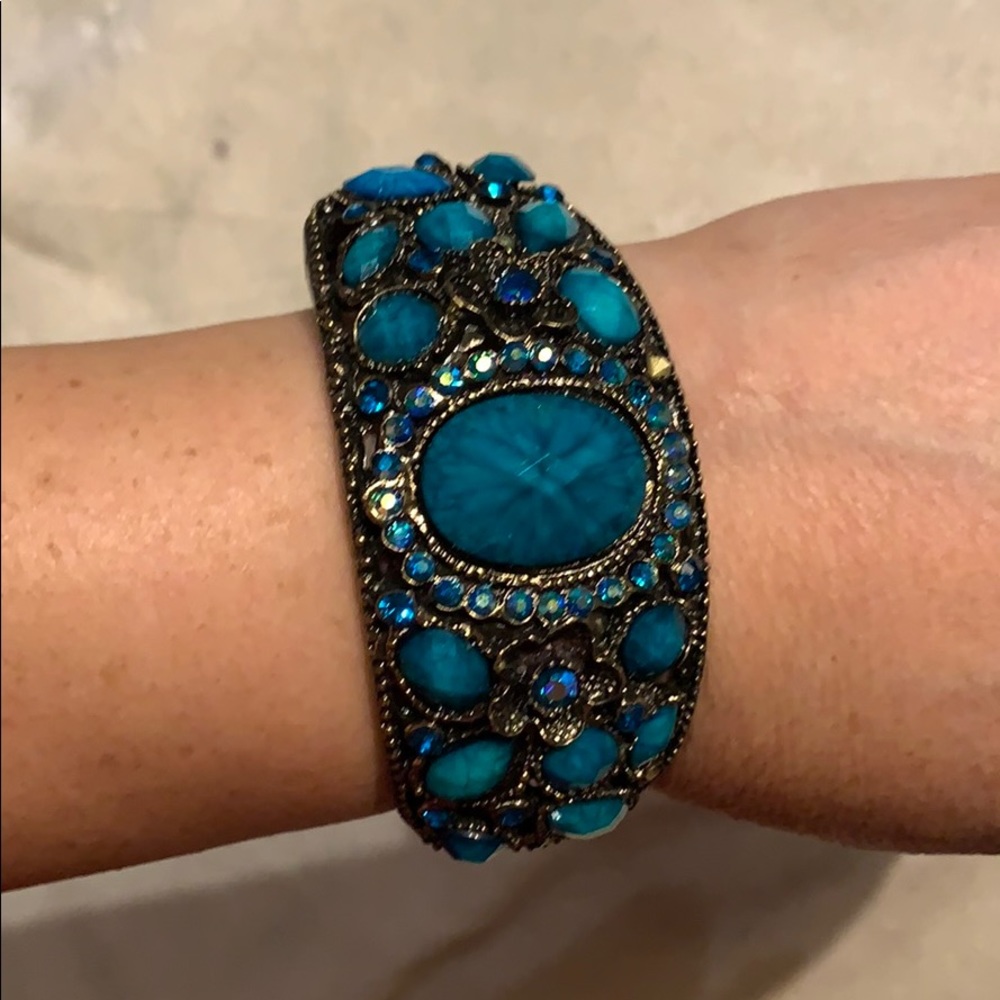 Copper tone and turquoise bracelet